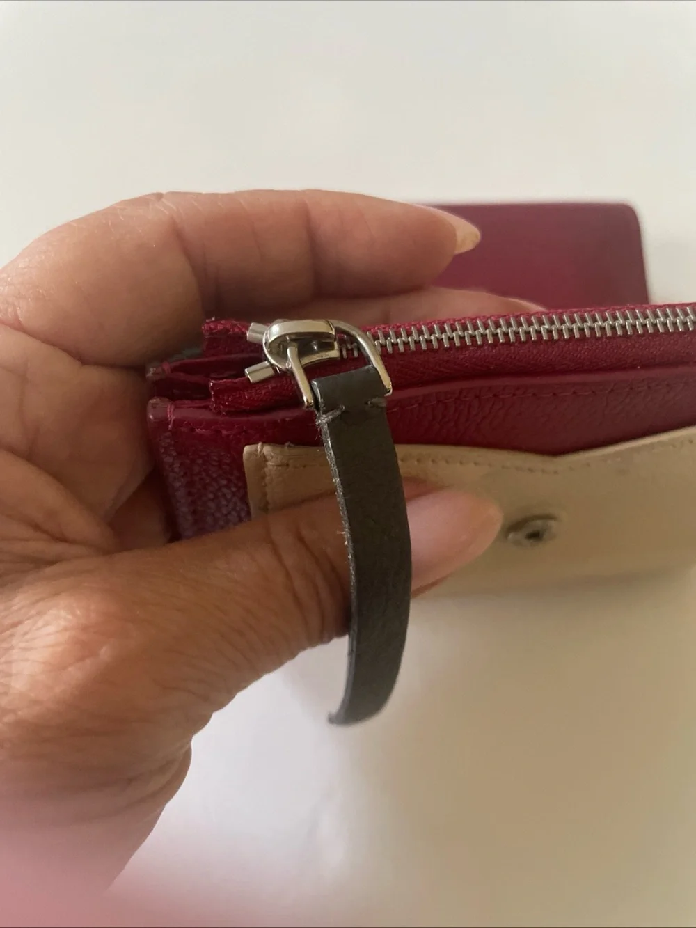Louis Vuitton Burgundy and Cream Envelope Card Wallet